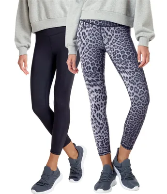 HUE Reversible Mid Rise Leopard Skimmer Leggings