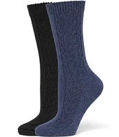 HUE Seed Stitch Boot Crew Socks, 2 Pack