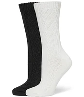 HUE Seed Stitch Boot Crew Socks, 2 Pack