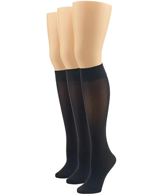 HUE Soft Opaque Knee High Socks, 3 Pack