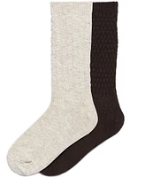 HUE Textured Wool Blend Crew Socks, 2 Pack