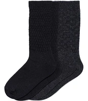 HUE Textured Wool Blend Crew Socks, 2 Pack