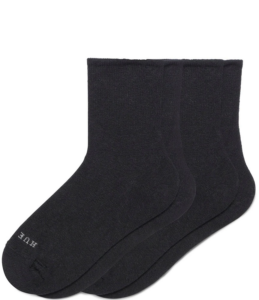 HUE Wool Blend Mini Crew Socks, 2 Pack