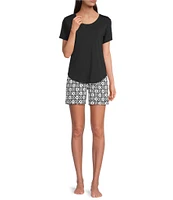 HUEtique Knit Floral Print Bermuda Sleep Shorts