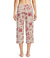 HUEtique Toile Print Knit Coordinating Sleep Capri Pant