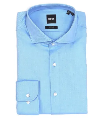 Hugo Boss Sharp-Fit -Easy Iron Spread Collar Twill Dress Shirt