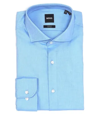 Hugo Boss Sharp-Fit Easy Iron Spread Collar Twill Dress Shirt