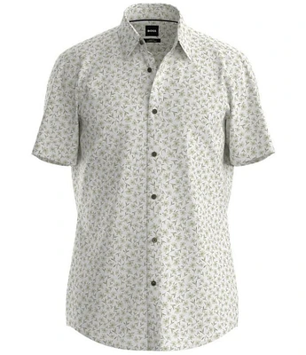 Hugo Boss BOSS Big & Tall Linen Roan Floral Print Stretch Short Sleeve Woven Shirt
