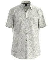 Hugo Boss BOSS Big & Tall Linen Roan Floral Print Stretch Short Sleeve Woven Shirt