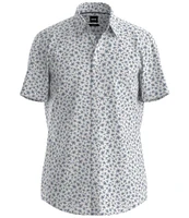 Hugo Boss BOSS Big & Tall Linen Roan Floral Print Stretch Short Sleeve Woven Shirt