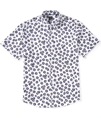 Hugo Boss BOSS Big & Tall Roan Floral Print Stretch Short Sleeve Woven Shirt