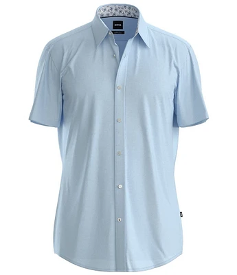 Hugo Boss BOSS Slim Fit C-Roan Solid Stretch Short Sleeve Woven Shirt