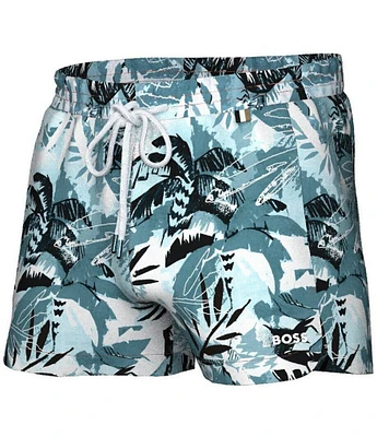 Hugo Boss Cala Palm Printed 2.75#double; Inseam Swim Trunks