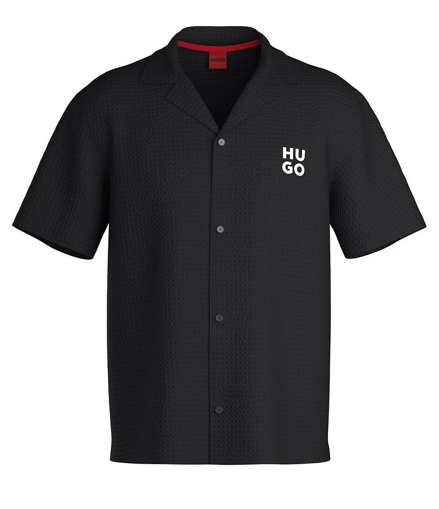 Hugo Boss Chaffle Cabana Waffle-Weave Swim Shirt