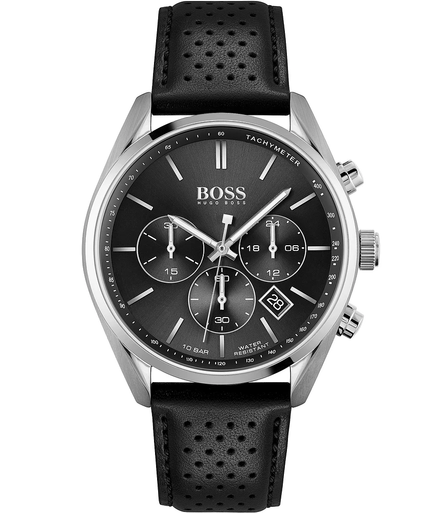 Hugo Boss Men's Champion Chronograph Leather Strap Watch