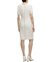 Hugo Boss Damaisa Woven V-Neck Short Sleeve Fitted Dress