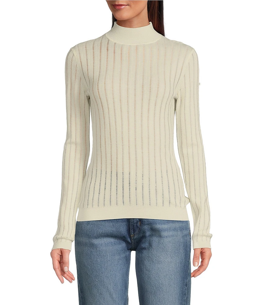 Hugo Boss Fatirami Rib Knit Mock Neck Long Sleeve Sweater