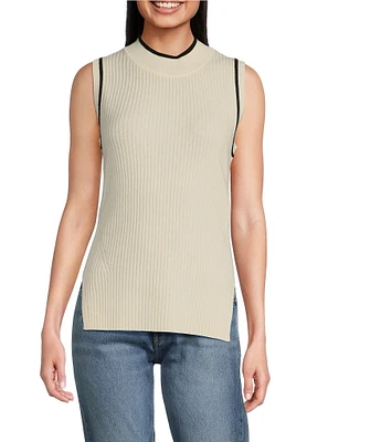 Hugo Boss Felindania Knit Mock Neck Sleeveless Sweater