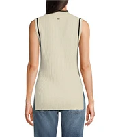 Hugo Boss Felindania Knit Mock Neck Sleeveless Sweater