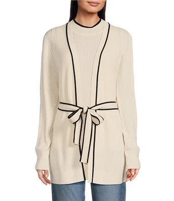 Hugo Boss Ferinia Knit V-Neck Long Sleeve Belted Cardigan