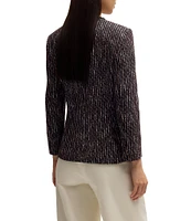 Hugo Boss Jia Monochrome Stripe Tweed Round Neck Long Sleeve Jacket