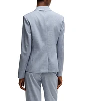 Hugo Boss Jia Woven Wool Windowpane Plaid Notch Lapel Long Sleeve Blazer