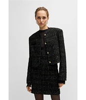 Hugo Boss Jolena Tweed Knit Round Neck Long Sleeve Coordinating Blazer