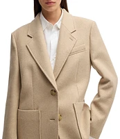 Hugo Boss Jovana Woven Wool Blend Notch Lapel Long Sleeve Blazer