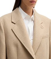 Hugo Boss Jovana Woven Wool Blend Notch Lapel Long Sleeve Blazer