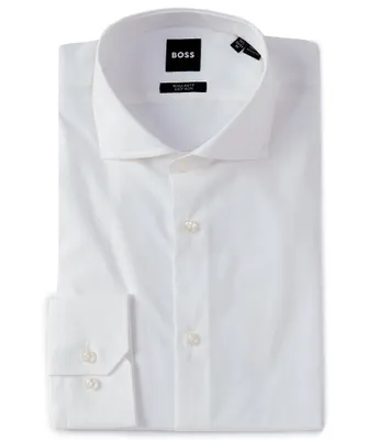 Hugo Boss Easy Iron Regular-Fit Spread Collar Solid Woven Poplin Dress Shirt