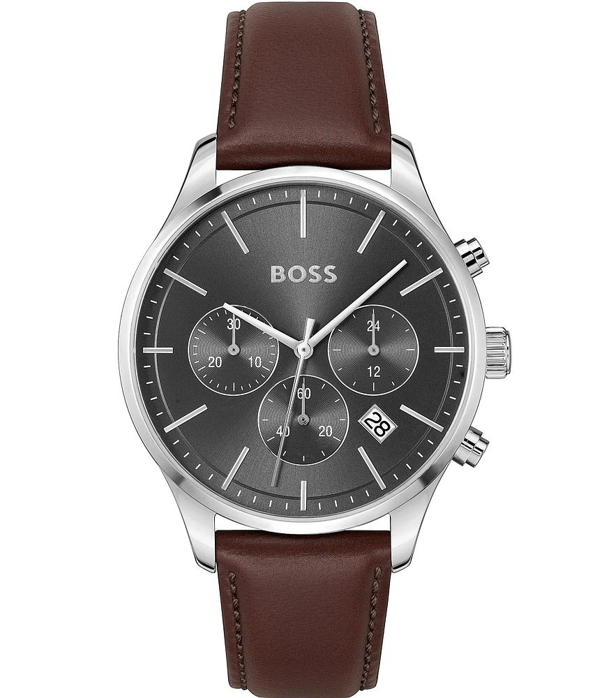 Hugo Boss Men's Avery Quartz Chronograph Leather Strap Watch