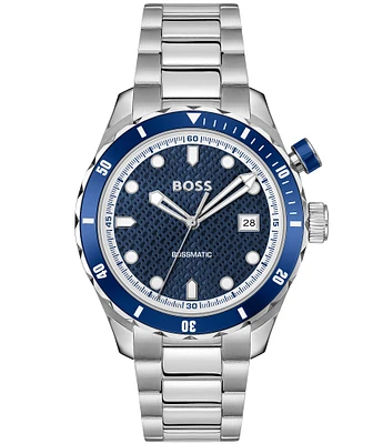 Hugo Boss Men's Bossmatic Mechanic Automatic Blue Dial Stainless Steel Bracelet Watch