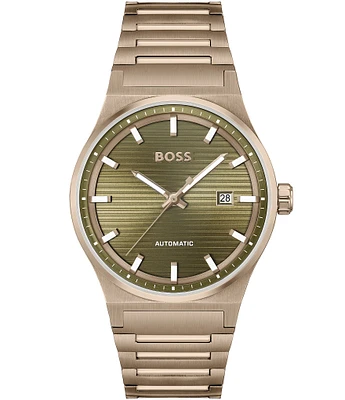 Hugo Boss Men's Candor Mechanical Automatic Gold Tone Stainless Steel Bracelet Watch