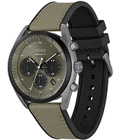 Hugo Boss Men's Chronograph Green Strap Watch