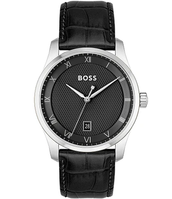 Hugo Boss Men's Principle Quartz Analog Leather Strap Watch