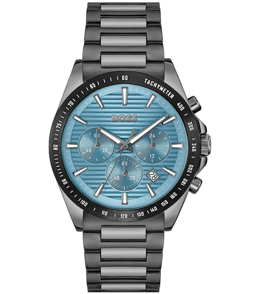 Hugo Boss Men's Strike Quartz Chronograph Grey Tone Stainless Steel Bracelet Watch