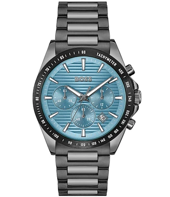 Hugo Boss Men's Strike Quartz Chronograph Grey Tone Stainless Steel Bracelet Watch