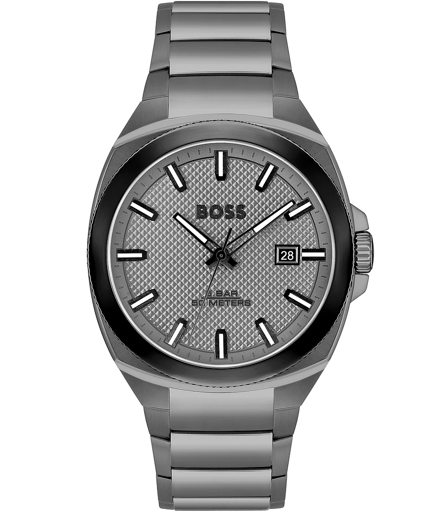 Hugo Boss Men's Walker Quartz Analog Grey Tone Stainless Steel Bracelet Watch