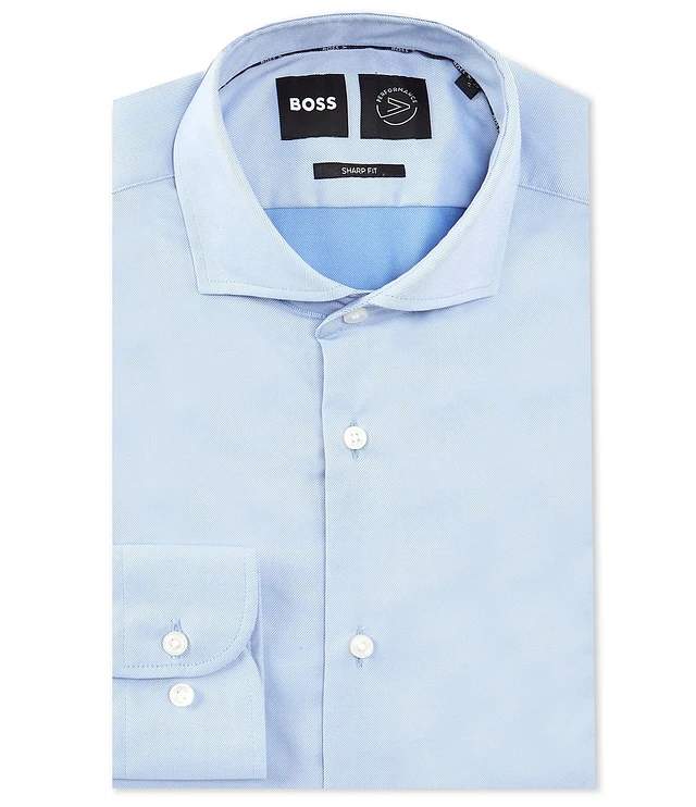 slim fit dress slacks Hugo Boss H-Hank-Kent LS Shirt Navy – routleys.com.au main image 0