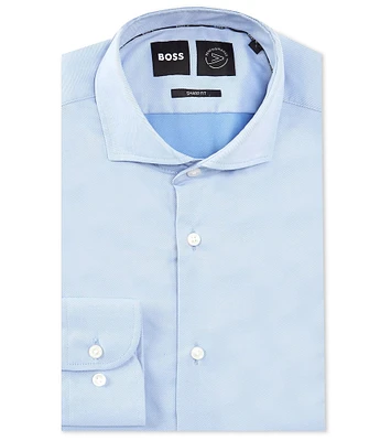 Hugo Boss Performance Sharp Fit Spread Collar Solid Dress Shirt