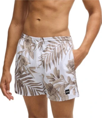 Hugo Boss Piranha Tropical Printed 5#double; Inseam Swim Trunks