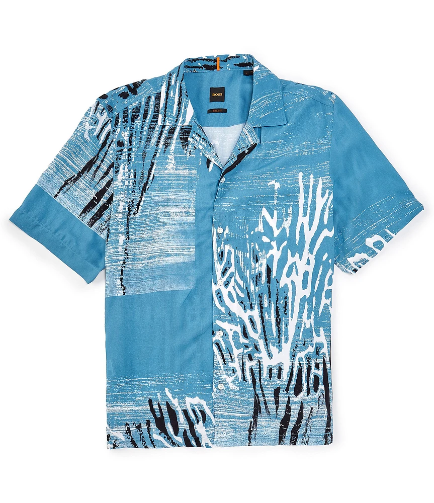 Hugo Boss Printed Short Sleeve Woven Camp Shirt