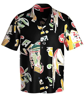Hugo Boss Relaxed Fit Short Sleeve Woven Swim Shirt