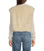 Hugo Boss Sapans Shearling V-Neck Sleeveless Fur Vest