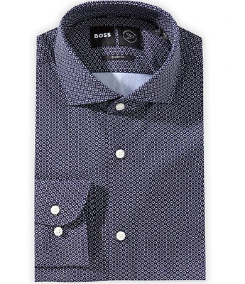 Hugo Boss Sharp Fit Easy Iron Spread Collar Digital Printed Dress Shirt