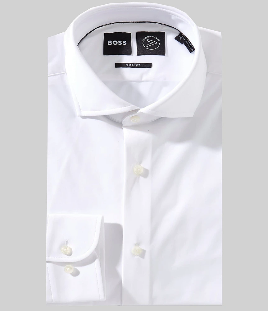 Hugo Boss Sharp Fit Easy Iron Spread Collar Solid Woven Dress Shirt