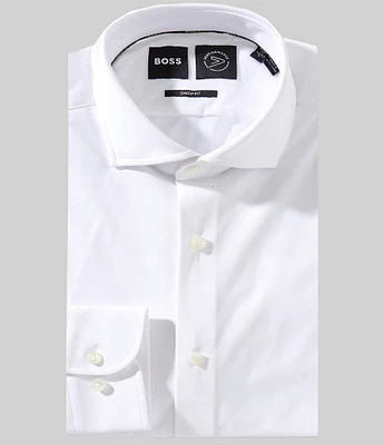 Hugo Boss Sharp Fit Easy Iron Spread Collar Solid Woven Dress Shirt