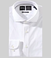 Hugo Boss Sharp Fit Easy Iron Spread Collar Solid Woven Dress Shirt