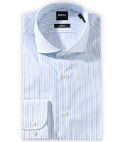 Hugo Boss Sharp Fit Easy Iron Spread Collar Vertical-Striped Oxford Dress Shirt