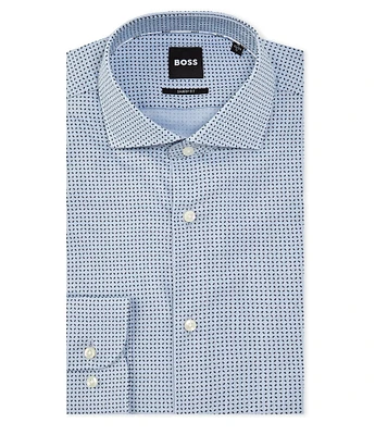 Hugo Boss Sharp-Fit Stretch Spread Collar Printed Dress Shirt